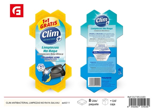 [317351103] Esponja limpiadora antibacterial Sin rayones 1+1 - Utensilios de limpieza