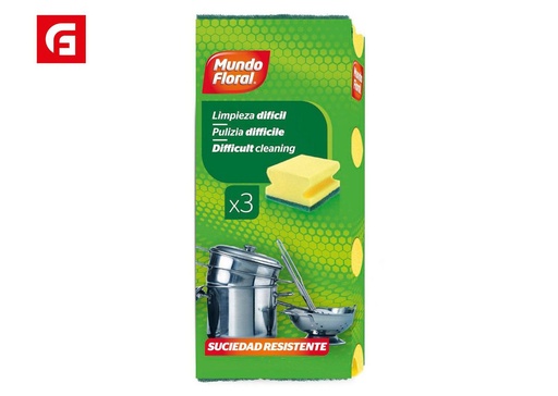 [113990816] Esponges for washing dishes (MUNDFLORAL SALVAUÑAS, 3 unidades) - Accesorios de limpieza