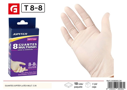 [150808128] Guantes de látex Jupiter (8 pares) - Accesorios de limpieza