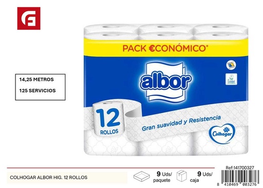 [141700327] Papel higiénico Colhogar Albor 12 rollos - Productos de limpieza