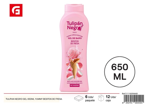 [111609440] Gel de ducha Tulipán negro 650 ml Yummy Besitos de Fresa - Productos de cuidado personal