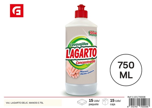 [110170008] Detergente para vajilla Lagarto delicado para manos 0.75L