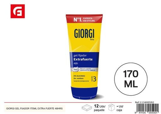 [111600592] Gel fijador GIORGI 170ml extra fuerte 48hrs para cabello