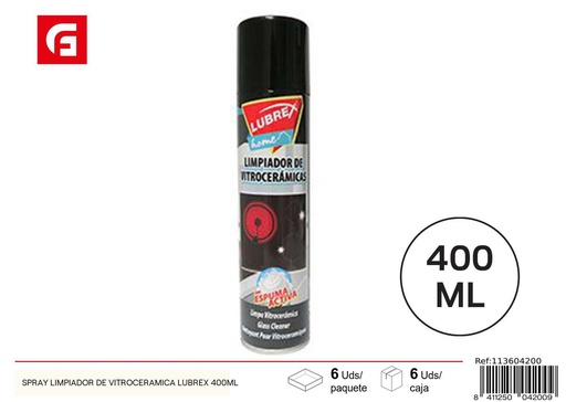 [113604200] Spray limpiador de vitrocerámica Lubrex 400ml - Productos de limpieza