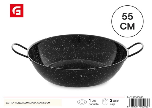 [138300093] Sartén honda esmaltada con asas 55cm para cocina