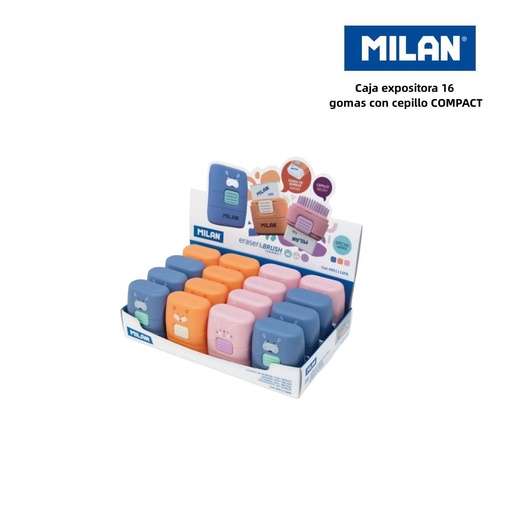 [A000566] Caja expositora de gomas y cepillo Milan, 16 piezas