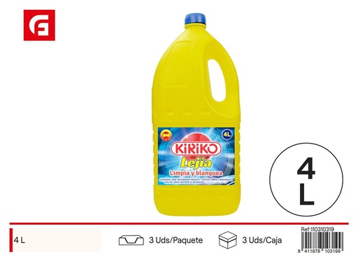 [110310319] Lejía limpia y blanquea 4L Kiriko para limpieza del hogar