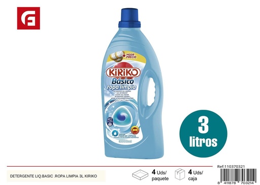 [110370321] Detergente líquido básico para ropa limpia 3L Kiriko