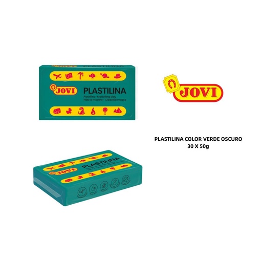 [JV7011] Plastilina en caja 30 pastillas 50g verde oscuro para manualidades