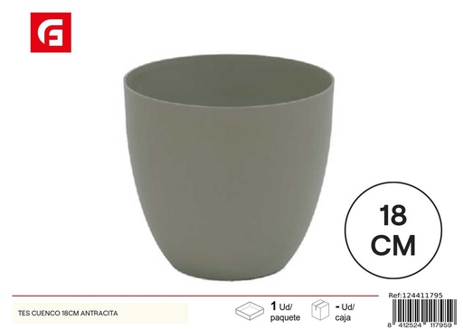 [124411795] Maceta TES Cuenco 18CM Antracita - Decoración y jardinería
