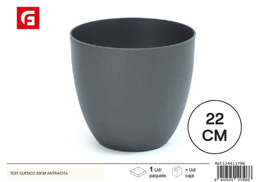 [124411796]  maceta de plástico 22cm antracita - Jardinería y plantas