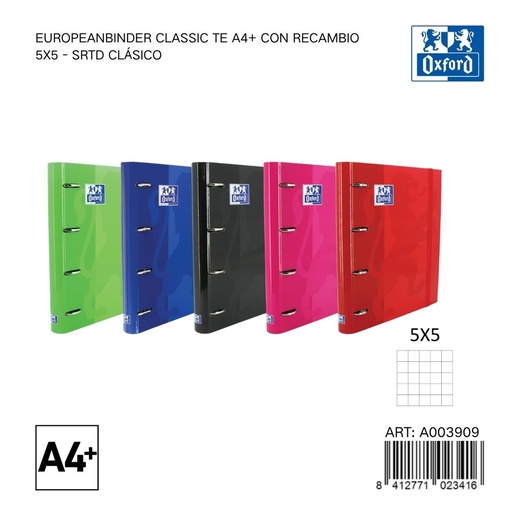 [A003909] Carpeta de 4 agujeros A4 5x5 versión clásica - Papelería