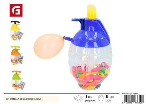 [161643680] Set botella con 80 globos de agua para juegos de verano