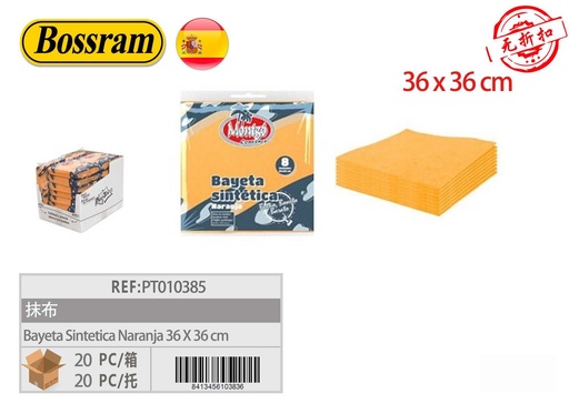 [PT010385] Bayeta sintética naranja 36x36cm galga 110 lote de 8 unidades para limpieza