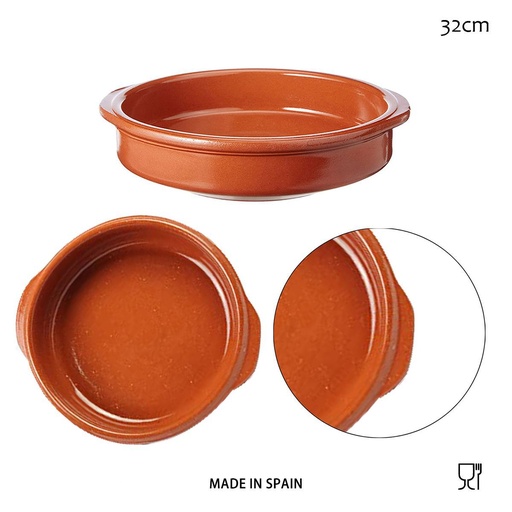 [A000173] Cazuela redonda con asas de 32 cm - Utensilios de cocina de barro