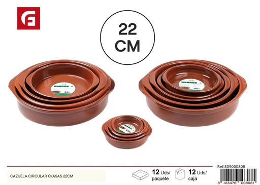[309000808] Cazuela circular con asas 22 cm - Utensilios de cocina de vidrio
