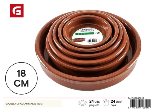 [A000167] Cazuela circular de barro 18 cm - Utensilios de cocina