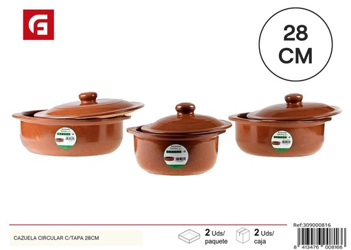 [309000816] Cazuela circular con tapa 28 cm - Utensilios de vidrio y cerámica
