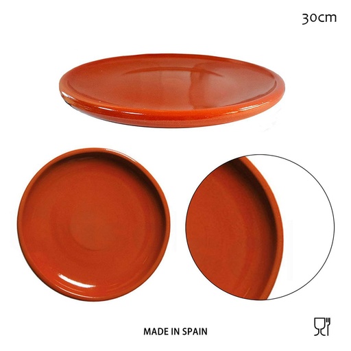 [A000180] Plato Churrasco 30cm - Platos de barro rojo