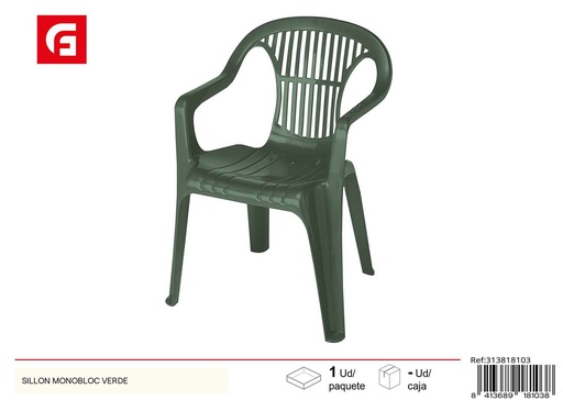 [313818103] Sillón monobloc verde para jardín