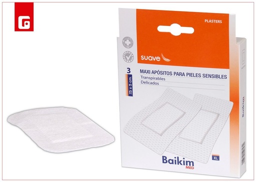 [112550623] Apositos maxi TNT blanco 7.5*5cm (3und) - Cuidado de salud