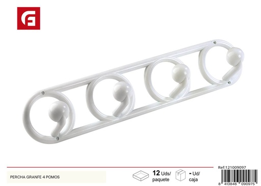 [121009097] Percha Granfe 4 pomos - Accesorios de hogar