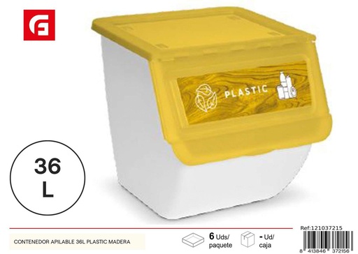 [121037215] Contenedor apilable 36L plástico madera - Almacenamiento plástico