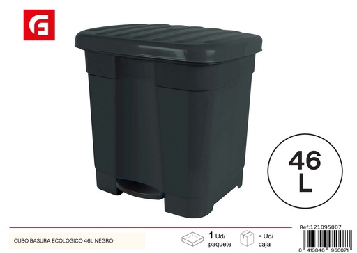 [121095007] Cubo de basura ecológico 46L negro - Accesorios de hogar