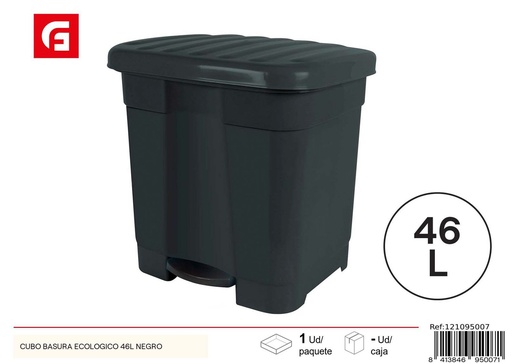 [121095007] Cubo de basura ecológico 46L negro para el hogar