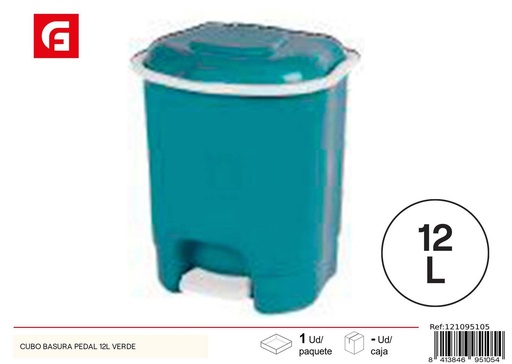 [121095105] Cubo de basura con pedal 12L verde para el hogar