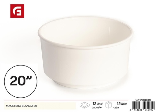 [121401149] Macetero plástico blanco 20 - Accesorios de jardinería