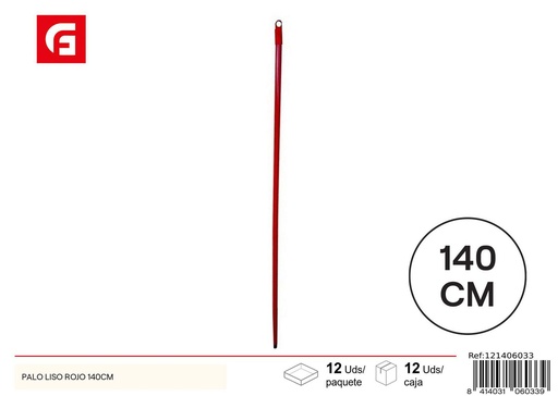 [121406033] Palo liso rojo 140 cm para escoba