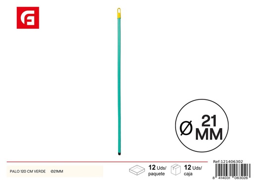[121406302] Palo de fregona verde 120cm diámetro 21mm
