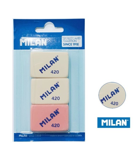 [A000048] Blister con 3 gomas de miga de pan Milan 420 para corrección de escritura