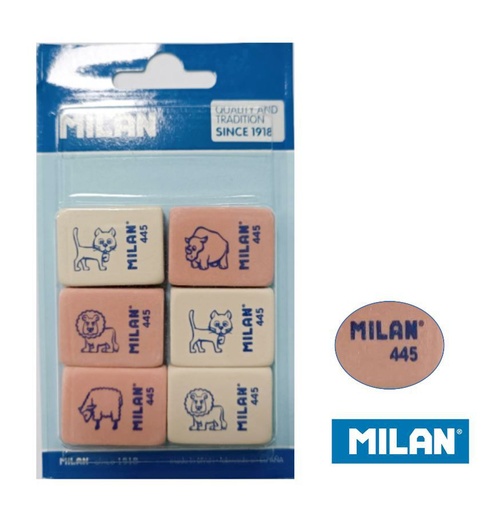 [A000053] Blister 6 gomas de borrar miga de pan 445 Milan para escuela y oficina