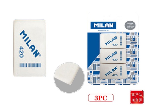 [150799425] Blister con 3 gomas de borrar Milan 420ml para corrección