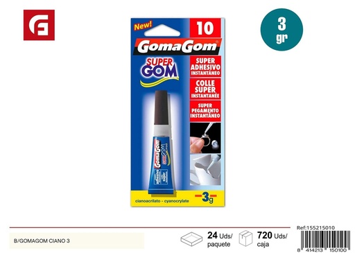 [155215010] Goma de Barra Instantánea 3g Gomagom N10 Ciano 3g - Herramientas de manualidades