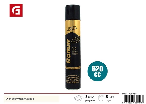 [110269344] Laca spray negra 520cc para fijación de cabello