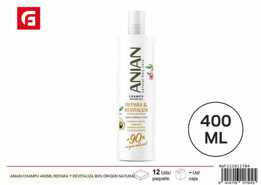 [111611794] Champú Anian 400ml repara y revitaliza 90% origen natural