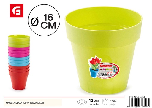 [120111316] Maceta decorativa 16cm color - Macetas y jardineras
