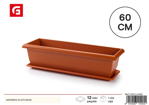 [120111405] Jardinera de plástico con plato 60 cm - Maceta para jardín