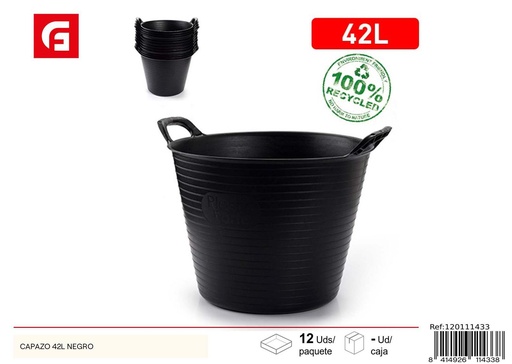[120111433] Capazo de plástico 42L negro para almacenamiento y organización