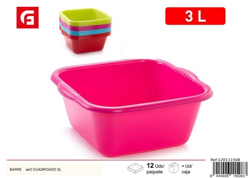 [120111508] Barreño cuadrado de 3L - Plásticos de hogar