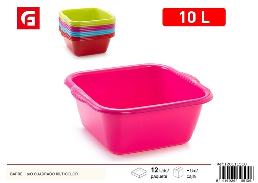 [120111510] Barreño cuadrado 10LT color - Recipiente plástico para el hogar