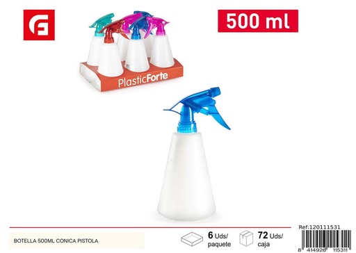 [120111531] Botella de plástico cónica pistola 500ML - Utensilios de limpieza y botellas
