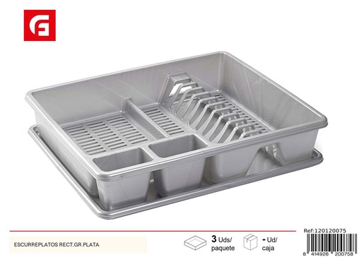 [120120075] Escurridor de platos recto de plástico plata - Organización de cocina