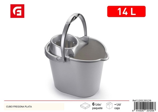 [120120129] Cubo para fregona color plata limpieza del hogar