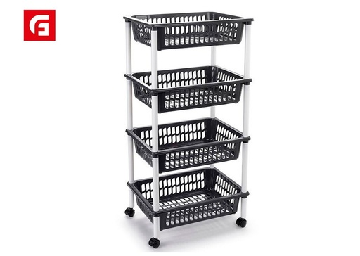 [120120542] Carrizo de plástico con 4 cestas gris oscuro - Almacenamiento para el hogar