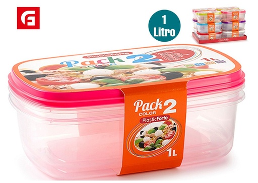 [A002766] Pack de 2 fiambreras de colores 1L para almacenar alimentos