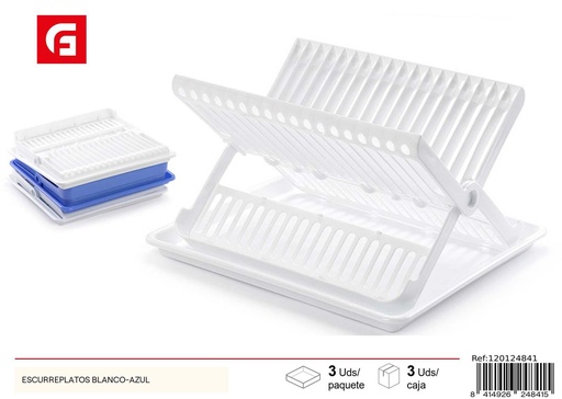 [120124841] Escurridor de platos blanco-azul - Accesorios de cocina